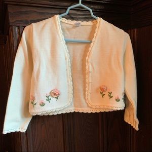 Sarah Louise cream cardigan w floral embellishments size small